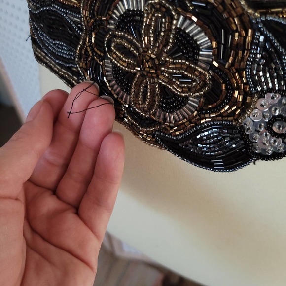 Vintage 80s Beaded Statement Belt Milor Black - Picture 3 of 10